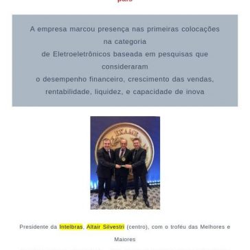 Intelbras é destaque nos principais rankings de negócios do país – Call to Call
