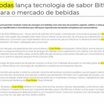 Duas Rodas lança tecnologia de sabor Bitter Block para o mercado de bebidas – PR Newswire Brasil