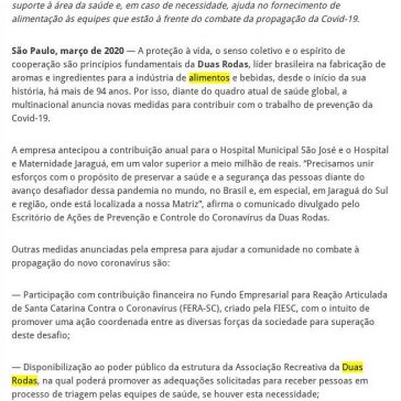 Combate ao coronavírus: Duas Rodas doa mais de meio milhão de reais para hospitais regionais – 2A Alimentos