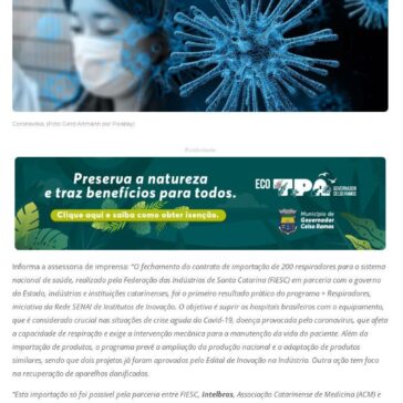 Rede SENAI articula ampliação de oferta de respiradores em hospitais do país – Biguaçu em Foco