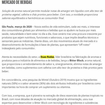 Duas Rodas lança tecnologia de sabor Bitter Block para o mercado de bebidas – 2A Alimentos