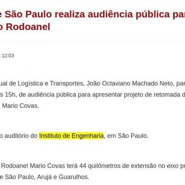 Governo de São Paulo realiza audiência pública para retomada de obras do Rodoanel – Porto Gente