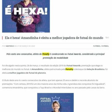 Ela é hexa! Amandinha é eleita a melhor jogadora de futsal do mundo – Templo dos Esportes