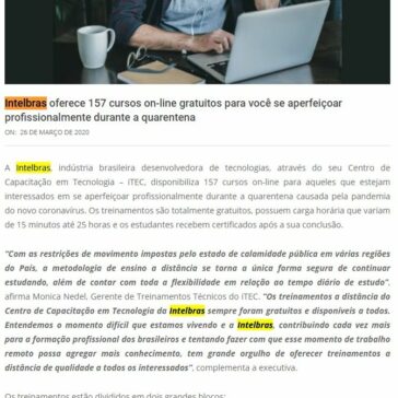 Intelbras oferece 157 cursos on-line gratuitos para você se aperfeiçoar profissionalmente durante a quarentena – Além do Click Tech