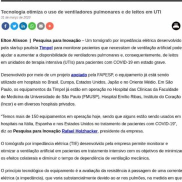 Tecnologia otimiza o uso de ventiladores pulmonares e de leitos em UTI – FAPESP PESQUISA