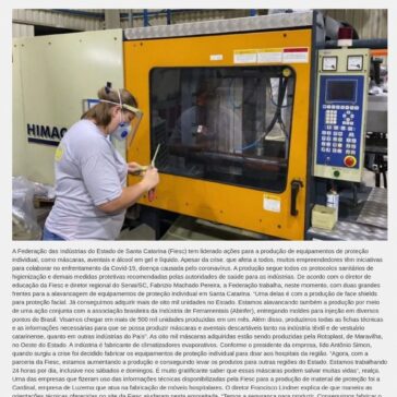 Parque fabril catarinense se adapta para produzir material de prevenção ao coronavírus – Ronda Policial