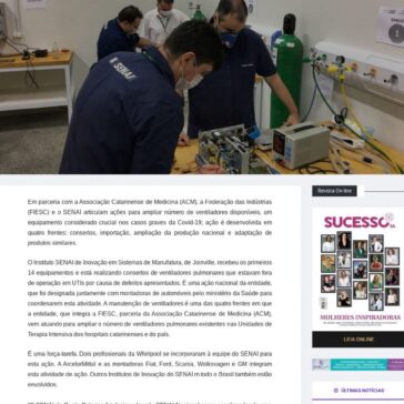 Em Joinville, SENAI inicia conserto de 14 ventiladores pulmonares que estavam fora de operação em UTIs – Sucesso SA