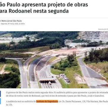 São Paulo apresenta projeto de obras para Rodoanel nesta segunda – Metro Jornal
