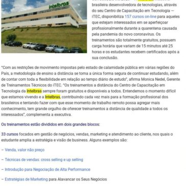 Intelbras oferece 157 cursos on-line gratuitos – Ti Bahia