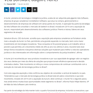 Vela Software adquire Kurier – Channel 360