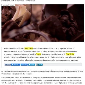 Quarentena: Selecta e Specialitá promovem ações online voltadas ao mercado sorveteiro – Confiteria Latam