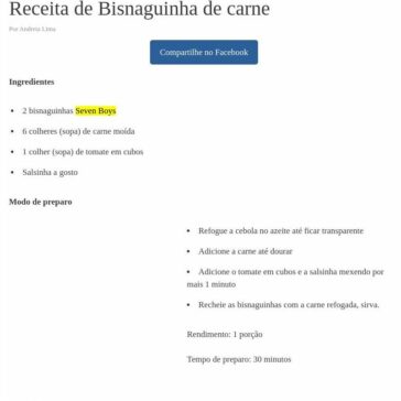 Bisnaguinha de carne – Comida e Receitas