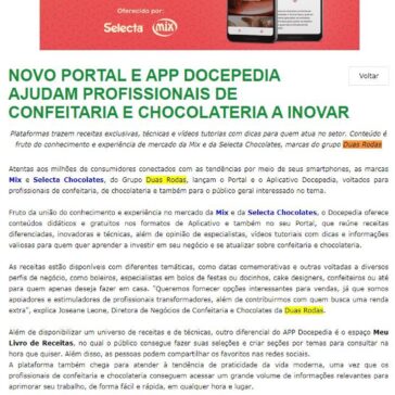 NOVO PORTAL E APP DOCEPEDIA AJUDAM PROFISSIONAIS DE CONFEITARIA E CHOCOLATERIA A INOVAR – Italian Food