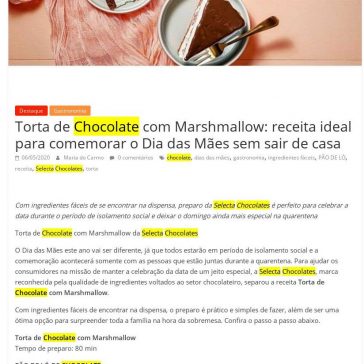 Torta de Chocolate com Marshmallow: receita ideal para comemorar o Dia das Mães sem sair de casa – Terra Magazine