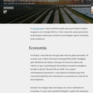 Três razões para investir em energia solar durante a crise