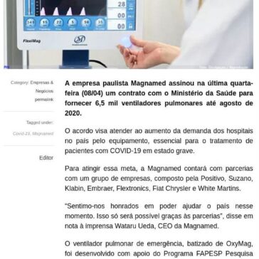 Empresa apoiada pela FAPESP fornecerá ventiladores pulmonares para Ministério da Saúde – Pharma Innovation