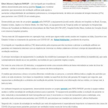 Tecnologia otimiza o uso de ventiladores pulmonares e de leitos em UTI – Agência FAPESP