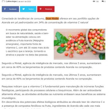 ALTO POTENCIAL DE VITAMINA C AMPLIA PRESENÇA DA ACEROLA EM ALIMENTOS E SUPLEMENTOS – Revista FiB