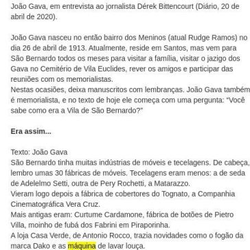 Uma crônica de João Gava aos 107 anos – Central de Notícias