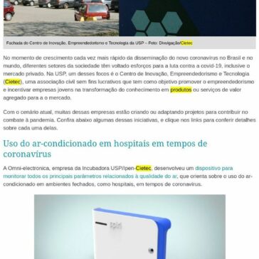 Startups ligadas à USP criam soluções para ajudar na contenção da covid-19 – Jornal da USP