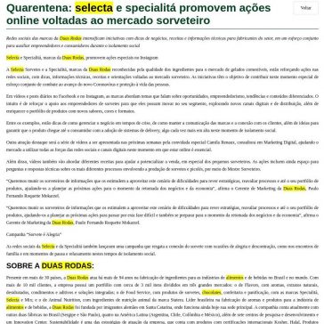 Quarentena: selecta e specialitá promovem ações online voltadas ao mercado sorveteiro – Aditivos & Ingredientes