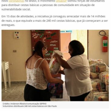 Movimento distribui mais de 240 mil cestas básicas; veja como ajudar – Catraca Livre