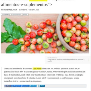 Alto potencial de vitamina C amplia presença da Acerola em alimentos e suplementos – Ingredientes Latam News
