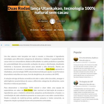 Duas Rodas lança Utankakao, tecnologia 100% natural sem cacau – Class Rural