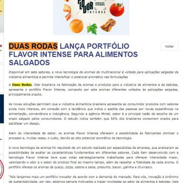 DUAS RODAS LANÇA PORTFÓLIO FLAVOR INTENSE PARA ALIMENTOS SALGADOS – FIB
