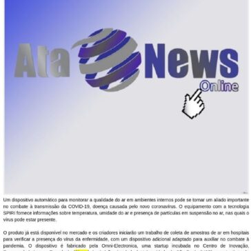 Dispositivo monitora ar e ajuda a prevenir coronavírus em ambientes fechados – ATA News