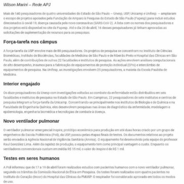 Contexto Paulista: Cientistas paulistas ampliam estudos com foco na covid-19 – Associação Paulista de Jornais