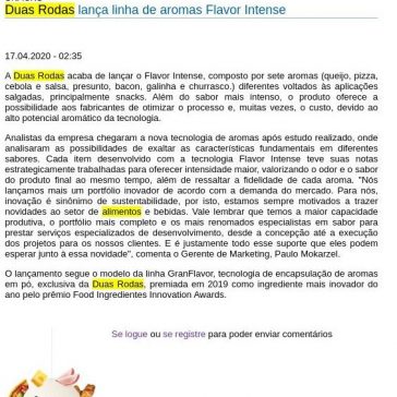 Duas Rodas lança linha de aromas Flavor Intense – Brasil Alimentos