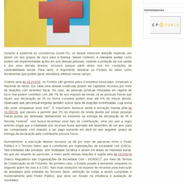 A importância dos fundos do idoso nas ações de combate ao coronavírus – Migalhas