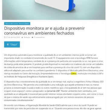 Dispositivo monitora ar e ajuda a prevenir coronavírus em ambientes fechados – Nossa São Carlos