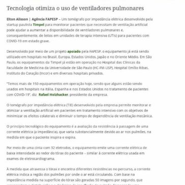 Tecnologia otimiza o uso de ventiladores pulmonares – Biblioteca FMUSP