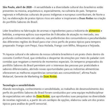 Portfólio Sabores do Brasil da Duas Rodas homenageia a diversidade da culinária do País – 2A Alimentos