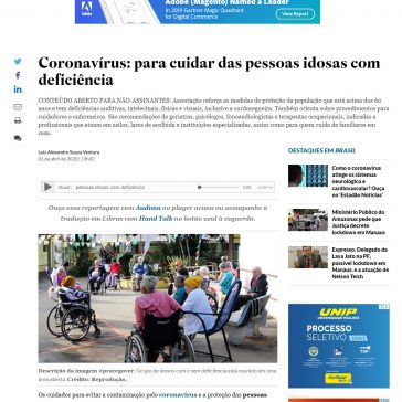 Coronavírus: para cuidar das pessoas idosas com deficiência – Estadão