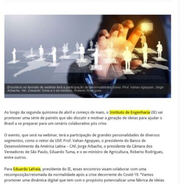 IE promove série de debates digitais para ajudar o Brasil no pós-crise – C&O Agro