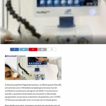 Empresa apoiada pela Fapesp fornecerá ventiladores pulmonares ao Ministério da Saúde – Mix Vale