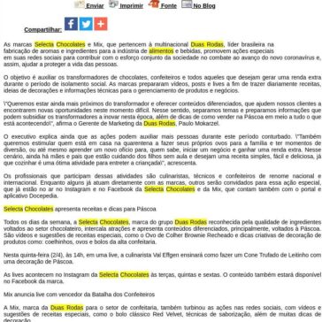 Páscoa na quarentena: Selecta Chocolates e Mix intensificam ações online para ajudar empreendedores – Difundir