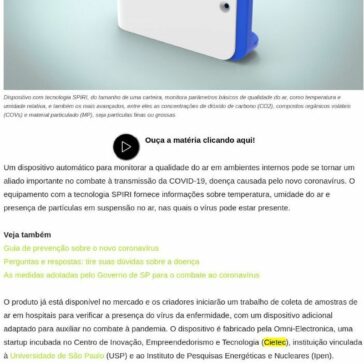 Dispositivo monitora ar e ajuda a prevenir coronavírus em ambientes fechados – São Carlos em Rede