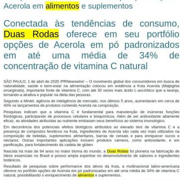 Alto potencial de vitamina C amplia presença da Acerola em alimentos e suplementos -Top Sector