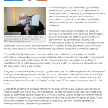 Comissão especial aprova medidas para aumentar transparência – ALESC