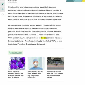 Dispositivo monitora ar e ajuda a prevenir coronavírus em ambiente fechado – BOL Notícias