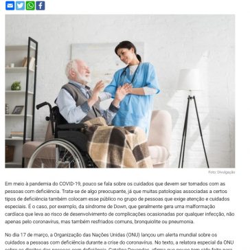 Coronavírus: Cuidados que devem ser tomados com as pessoas idosas com deficiência – Portal de Holanda