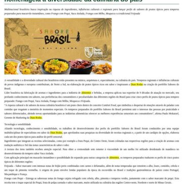 Portfólio sabores do brasil da Duas Rodas homenageia a diversidade da culinária do país – Aditivos & Ingredientes