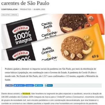 Wickbold doa 100 mil cookies a comunidades carentes de São Paulo – Confiteria Latam