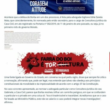 Advogada particular de Borba também atua na Casa Civil; Protocolados os pedidos de impeachment de Moisés e Daniela; Decisão do TCE dá mais força… – SC em Pauta