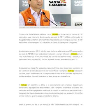 Governador Carlos Moisés passa a ser investigado na CPI dos Respiradores – Tv Gc