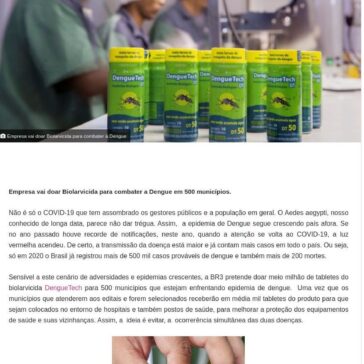Empresa vai doar Biolarvicida para combater a Dengue – Ego Notícias